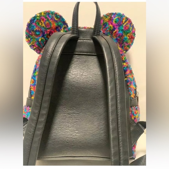 Disney Park Loungefly Sequin Mickey Mouse Rainbow Mini Backpack 2019 RARE - Picture 6 of 6